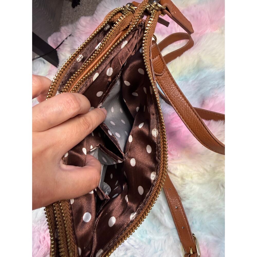 NWOT Brown Croc Embossed Crossbody Bag Gold Hardware Adjustable Strap - Picture 6 of 16